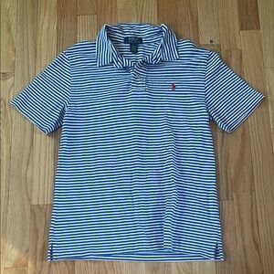 Polo Ralph Lauren Polo Shirt Boys Large Blue White Striped Preppy Golf Cotton